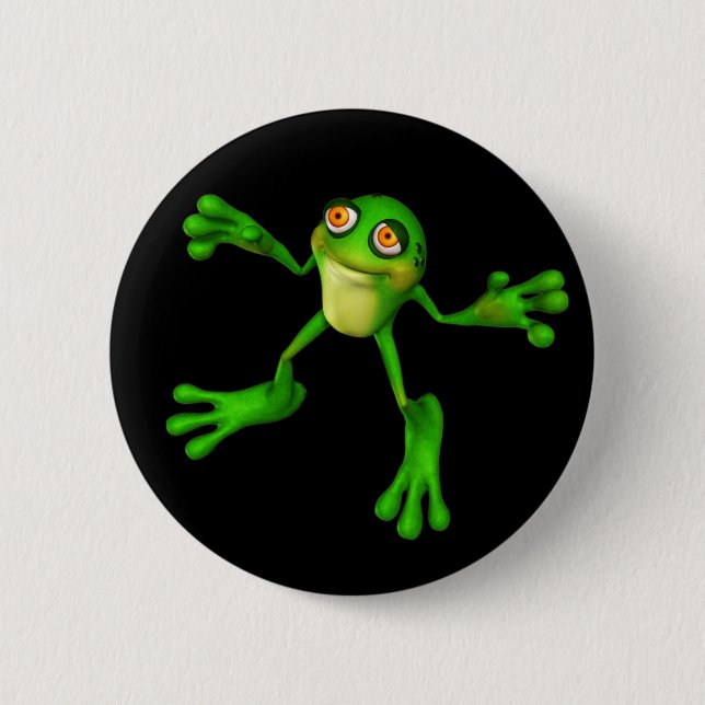 Macaron Rond 5 Cm Cute Froggy verte (Devant)