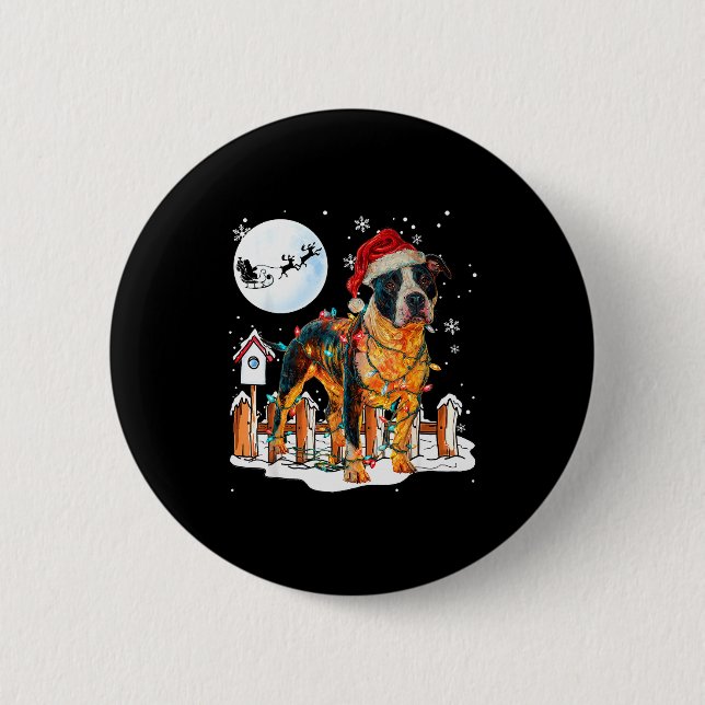 Macaron Rond 5 Cm Cute Funny Tbull Christmas Lights Santa Hat Holida (Devant)