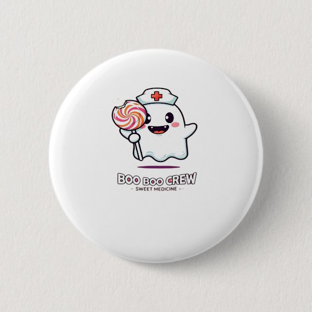 Macaron Rond 5 Cm Cute Ghost Nurse Boo Boo Crew Halloween classique  (Devant)