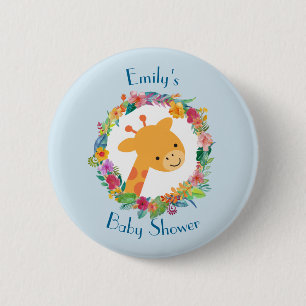 Macaron Rond 5 Cm Cute Giraffe avec un Baby shower de couronne fleur