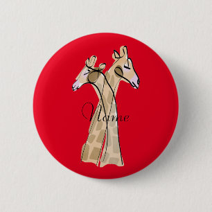 Macaron Rond 5 Cm Cute Giraffe Couple Thunder_Cove