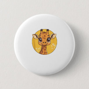 Macaron Rond 5 Cm Cute Giraffe Face Big Eyes Amoureux des animaux