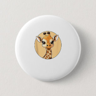 Macaron Rond 5 Cm Cute Giraffe Face Mignonnes Yeux Safari Style