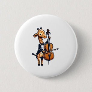 Macaron Rond 5 Cm Cute Giraffe Jouer Cello Giraffes Musicien Musique