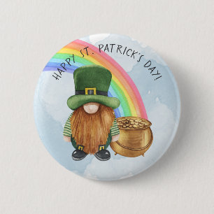 Macaron Rond 5 Cm Cute Gnome Pot of Gold Custom St Patrick's Day