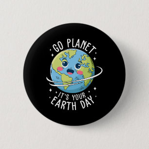Macaron Rond 5 Cm Cute Go Planet Son Jour des terres 2025 Enseignant