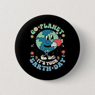 Macaron Rond 5 Cm Cute Go Planet Son Jour des terres 2025 Enseignant