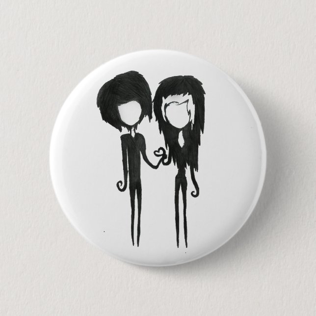 Macaron Rond 5 Cm Cute Goth Boy and Girl Alternative Art (Devant)