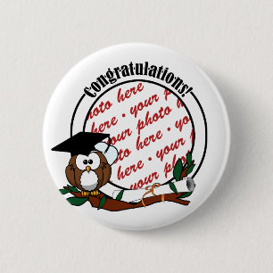 Macaron Rond 5 Cm Cute Graduation Owl With Cap & Diploma