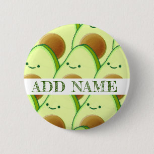 Macaron Rond 5 Cm Cute Green Avocado partout sur le dessin Nom perso