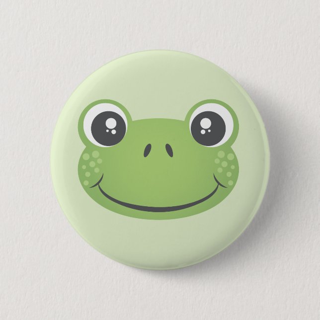 Macaron Rond 5 Cm Cute Grenouille verte | Bouton (Devant)