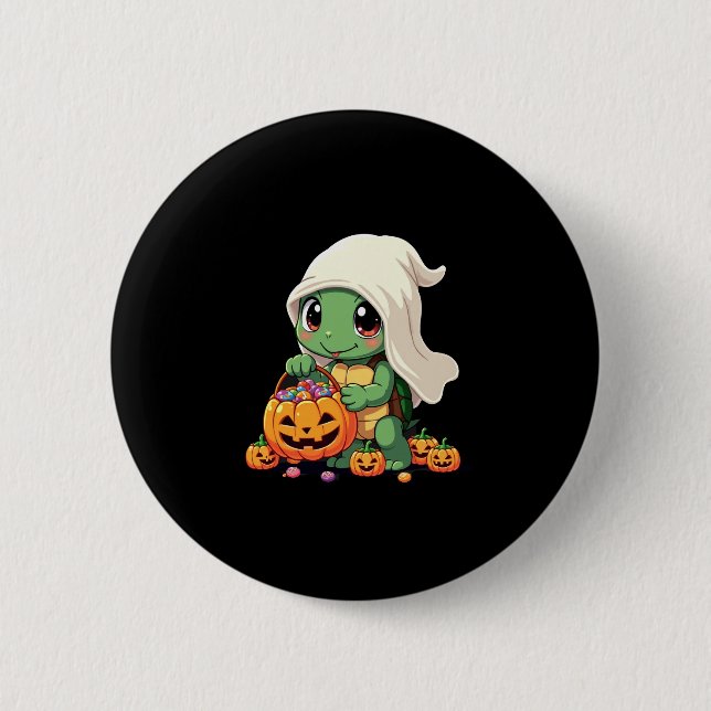 Macaron Rond 5 Cm Cute Halloween Turtle Ghost avec bonbon (3) (Devant)