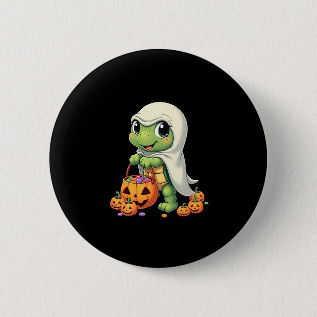 Macaron Rond 5 Cm Cute Halloween Turtle Ghost avec bonbon (4) (Devant)