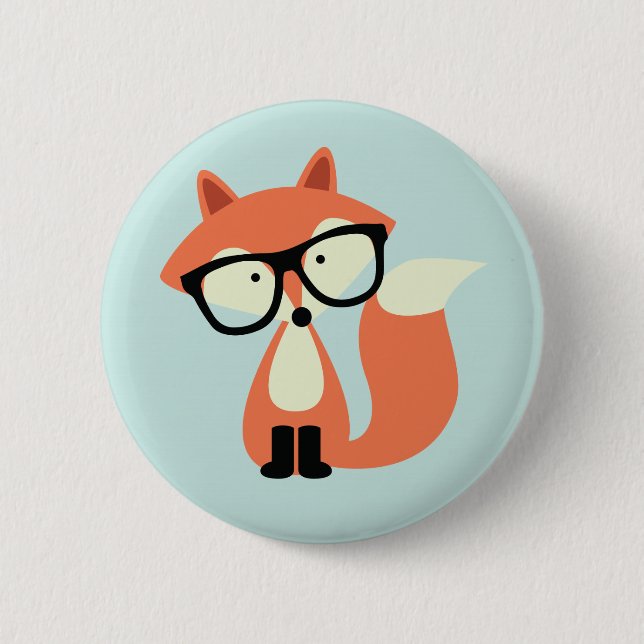 Macaron Rond 5 Cm Cute Hipster Red Fox (Devant)