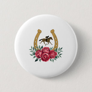 Macaron Rond 5 Cm Cute Horse Racing Rose Ky 151st Derby Horse Party