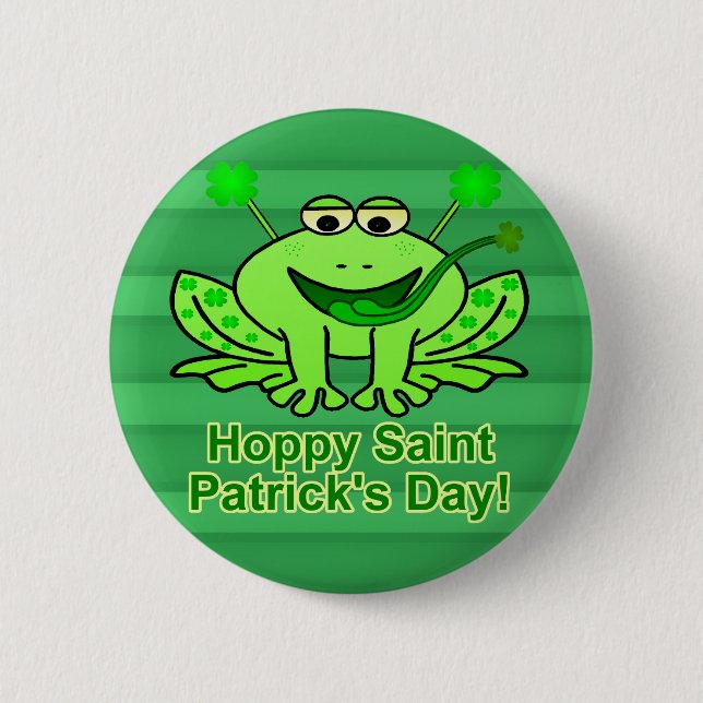 Macaron Rond 5 Cm Cute Irlandaise Saint Patrick's Day Frog (Devant)