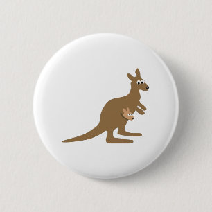 Macaron Rond 5 Cm Cute Kangaroo et Joey
