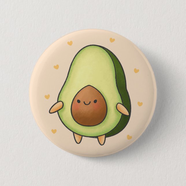 Macaron Rond 5 Cm Cute Kawaii Avocado (Devant)
