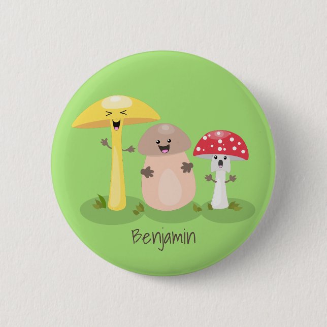 Macaron Rond 5 Cm Cute kawaii champignon champignon toadstool (Devant)