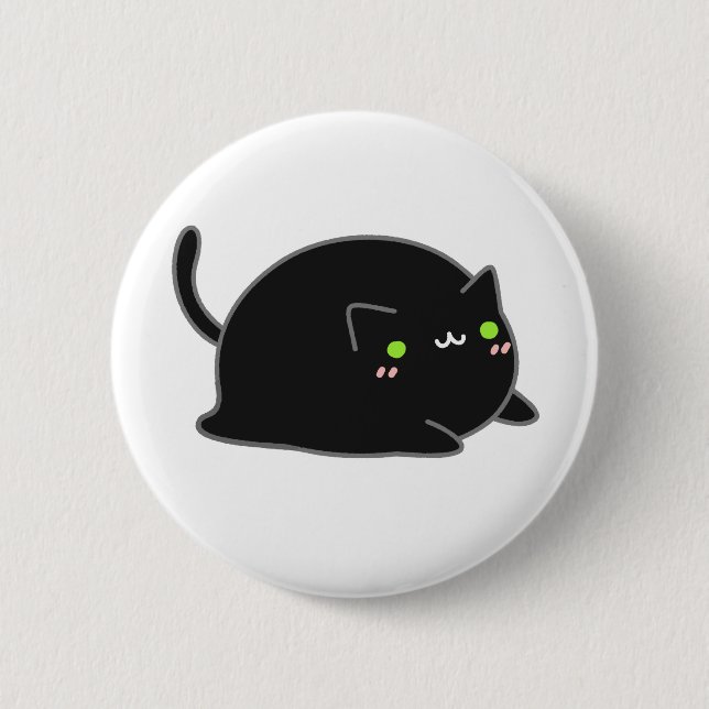 Macaron Rond 5 Cm Cute Kawaii Chat noir (Devant)
