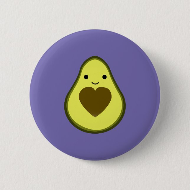Macaron Rond 5 Cm Cute Kawaii Happy Love Avocado (Devant)