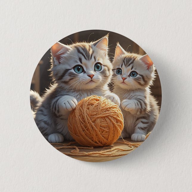 Macaron Rond 5 Cm Cute Kittens (Devant)