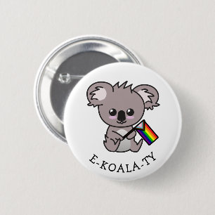 Macaron Rond 5 Cm Cute Koala Ours pour l'égalité avec Rainbow Fla