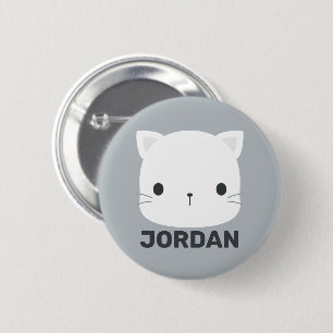 Macaron Rond 5 Cm Cute Little Cat avec nom personnalisé