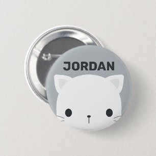 Macaron Rond 5 Cm Cute Little Cat avec nom personnalisé