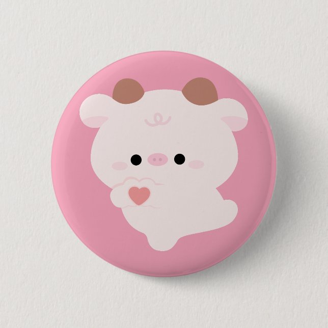 Macaron Rond 5 Cm Cute Love Cow (Devant)