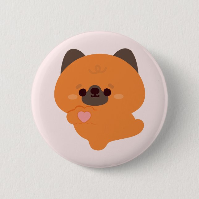 Macaron Rond 5 Cm Cute Love German Shepherd Puppy (Devant)
