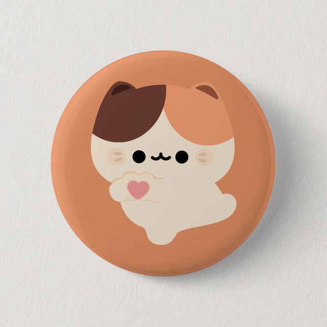 Macaron Rond 5 Cm Cute Love Tortie Cat (Devant)