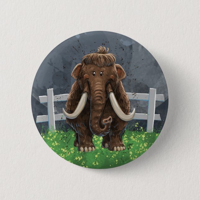 Macaron Rond 5 Cm Cute Mastodon (Devant)