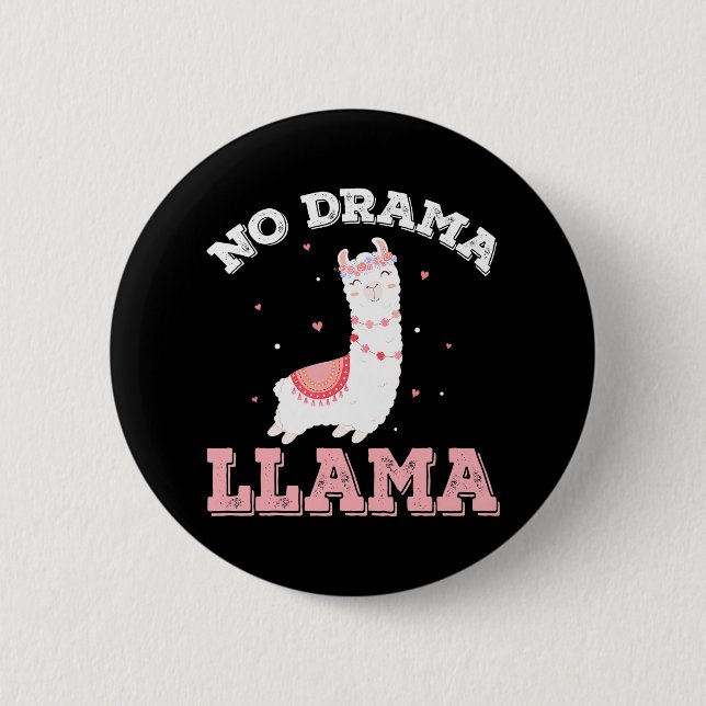 Macaron Rond 5 Cm Cute No Drama Llama (Devant)