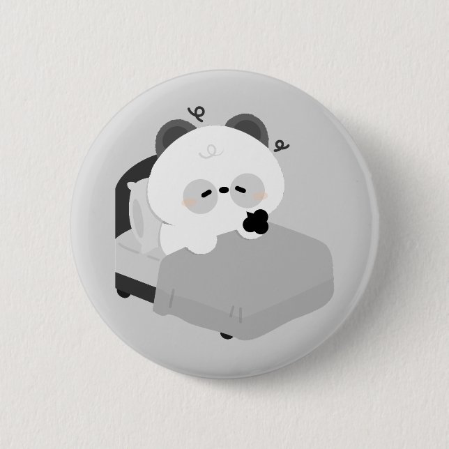 Macaron Rond 5 Cm Cute Panda (Devant)