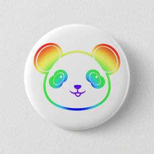 Macaron Rond 5 Cm Cute Panda Bear Dans Les Couleurs De L'Arc-En-Ciel