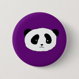 Macaron Rond 5 Cm Cute Panda Face motif violet