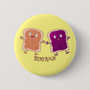 Macaron Rond 5 Cm Cute peanut butter and jelly sandwich cartoon
