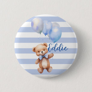 Macaron Rond 5 Cm Cute petite ours en bleu