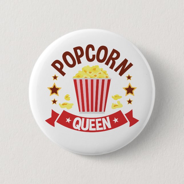 Macaron Rond 5 Cm Cute Popcorn Queen Lover Femmes filles (Devant)