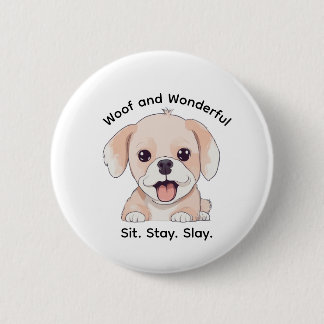 Macaron Rond 5 Cm Cute Puppy Lovers Stylish Dog Mom Button