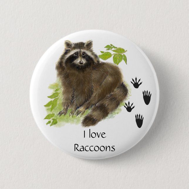 Macaron Rond 5 Cm Cute Raccoon Nature (Devant)