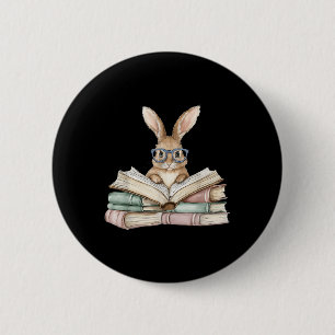 Macaron Rond 5 Cm Cute Reading Bunny Gles Livres Bookworm Reader Tea