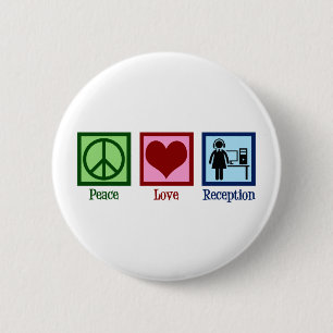 Macaron Rond 5 Cm Cute Receptionist Peace Love Reception