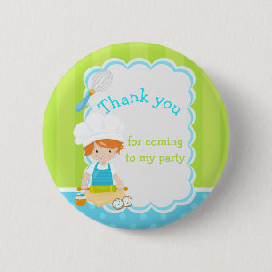 Macaron Rond 5 Cm Cute Red Hair Boy Baking "Merci pour venir"