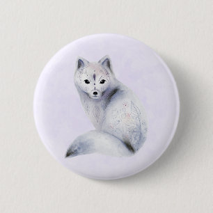 Macaron Rond 5 Cm Cute renard nordique avec marques florales
