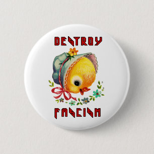 Macaron Rond 5 Cm Cute Retro Chick - Détruire le fascisme