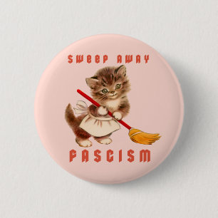 Macaron Rond 5 Cm Cute Retro Kitten - Balayer le fascisme