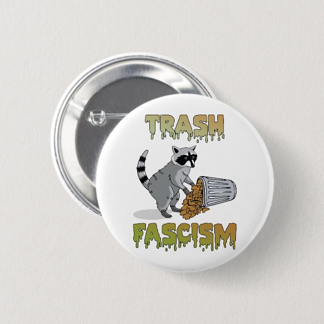 Macaron Rond 5 Cm Cute Retro Raccoon - Trash Fascisme (Devant & derrière)
