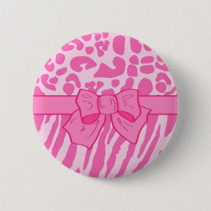 Macaron Rond 5 Cm Cute rose Zebra Leopard Poster de animal et Girly 